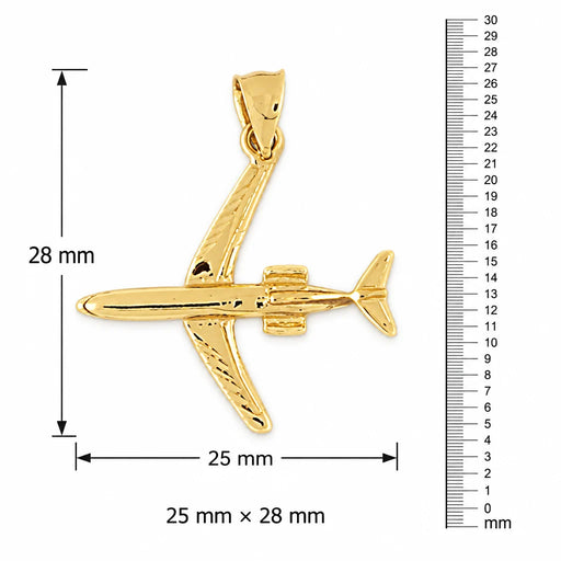 Airplane Jet Charm Pendant 14k Gold (2.5 Grams) Yellow Gold 14k