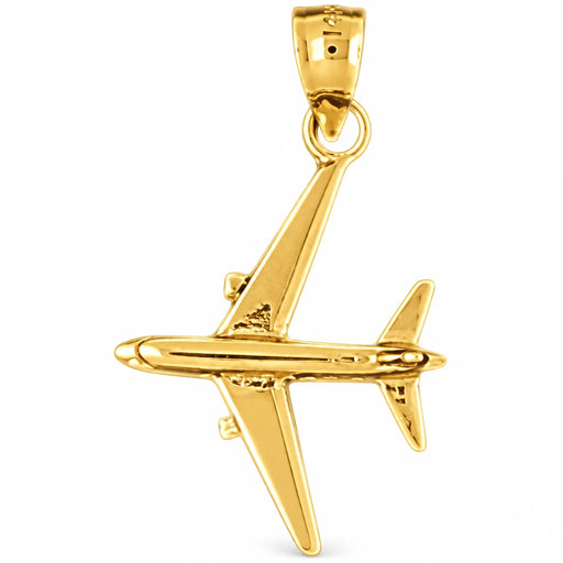 Airplane Jet Charm Pendant 14k Gold Yellow Gold 14k