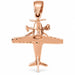 Airplane Jet Charm Pendant 14k Gold (4.6 Grams) Rose Gold 14k