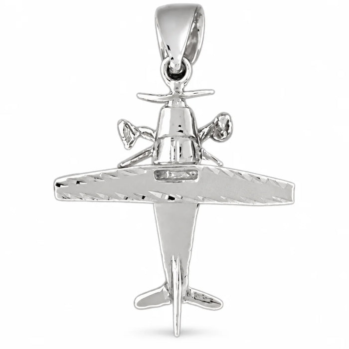 Airplane Jet Charm Pendant 14k Gold (4.6 Grams) White Gold 14k