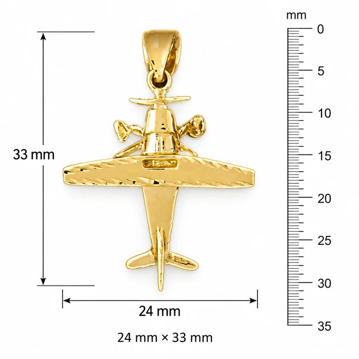 Airplane Jet Charm Pendant 14k Gold (4.6 Grams) Yellow Gold 14k