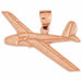 Airplane Jet Charm Pendant 14k Gold Rose Gold 14k