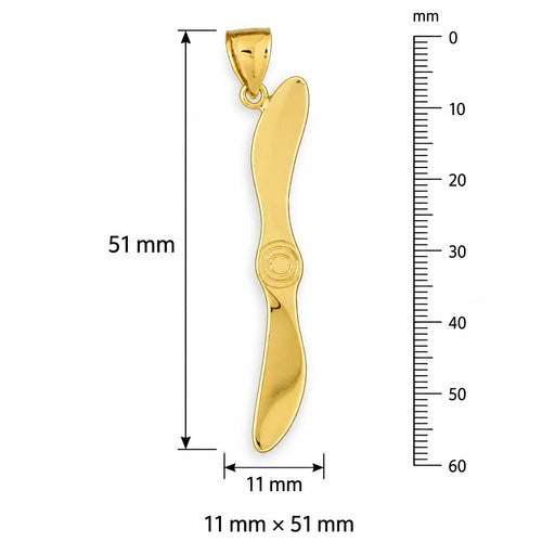 Airplane Propeller Charm Pendant 14k Gold (1.5 Grams) Yellow Gold 14k