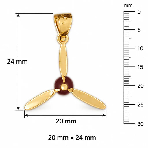 Airplane Propeller Charm Pendant 14k Gold (3.9 Grams) Yellow Gold 14k