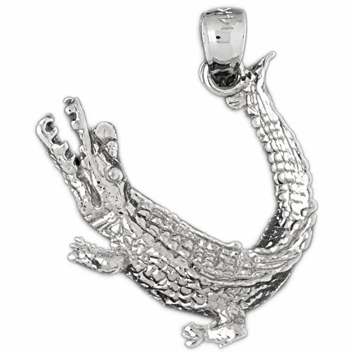 Alligator Crocodile Charm Pendant 14k Gold (3.4 Grams) White Gold 14k