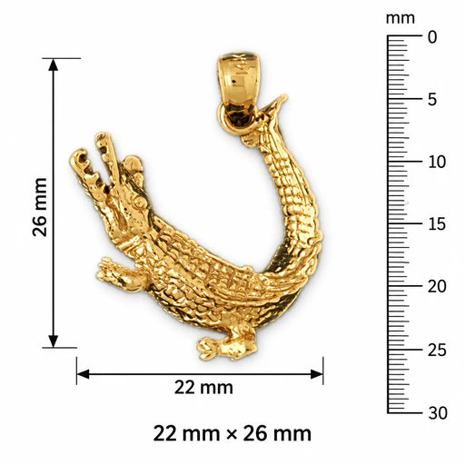 Alligator Crocodile Charm Pendant 14k Gold (3.4 Grams) Yellow Gold 14k
