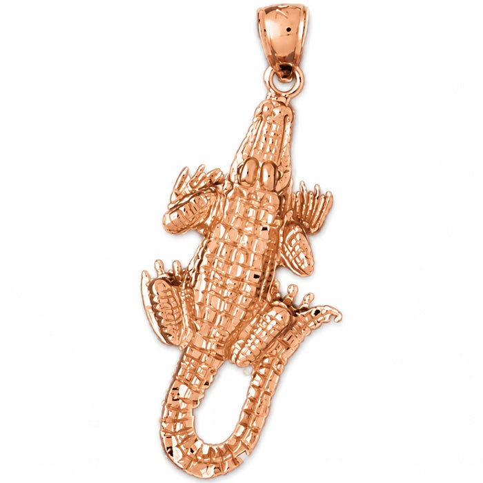 Alligator Crocodile Charm Pendant 14k Gold (3.5 Grams) Rose Gold 14k