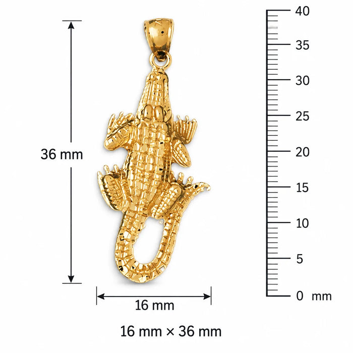 Alligator Crocodile Charm Pendant 14k Gold (3.5 Grams) Yellow Gold 14k