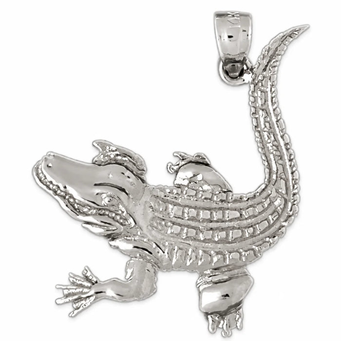 Alligator Crocodile Charm Pendant 14k Gold (3.7 Grams) White Gold 14k