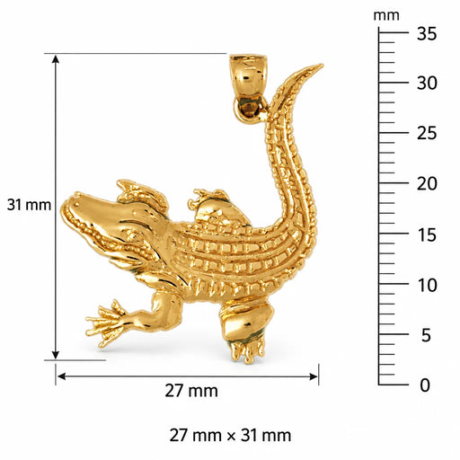 Alligator Crocodile Charm Pendant 14k Gold (3.7 Grams) Yellow Gold 14k