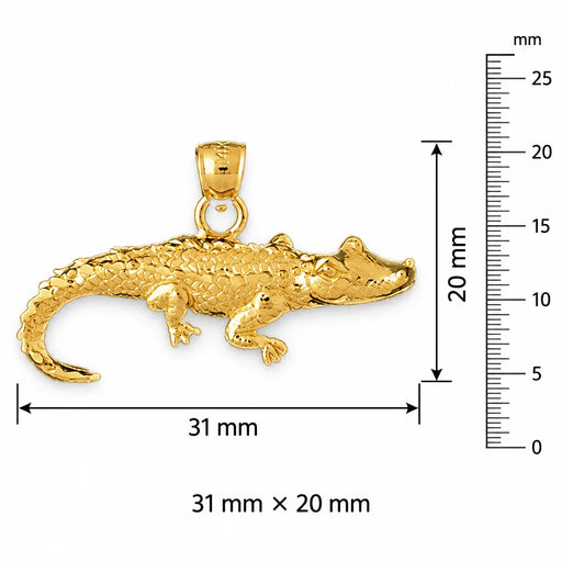 Alligator Crocodile Charm Pendant 14k Gold (3 Grams) Yellow Gold 14k
