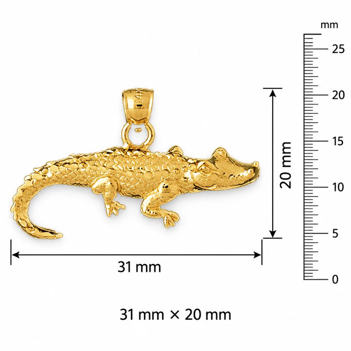 Alligator Crocodile Charm Pendant 14k Gold (3 Grams) Yellow Gold 14k