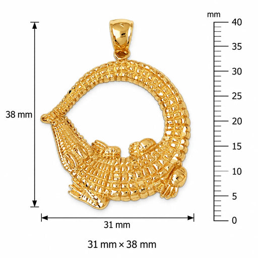 Alligator Crocodile Charm Pendant 14k Gold (5.4 Grams) Yellow Gold 14k