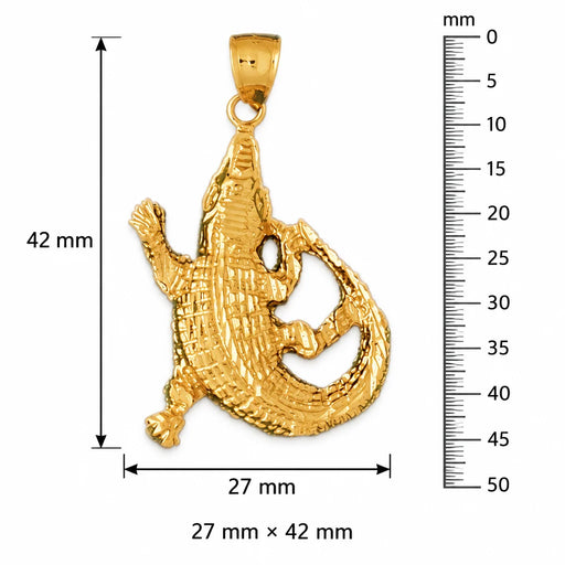 Alligator Crocodile Charm Pendant 14k Gold (6.7 Grams) Yellow Gold 14k
