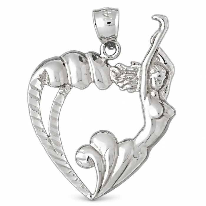 Angel Heart Charm Pendant 14k Gold (2.5 Grams) White Gold 14k