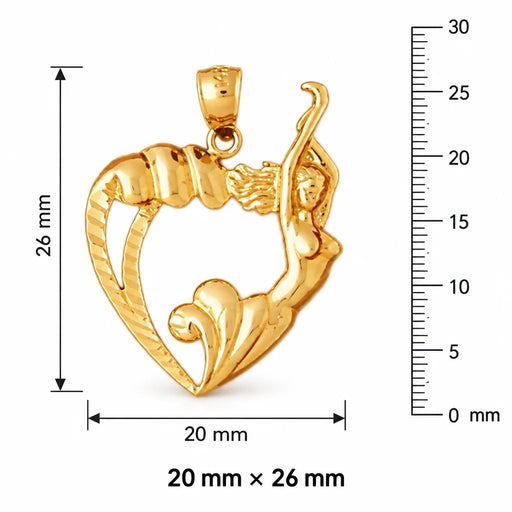 Angel Heart Charm Pendant 14k Gold (2.5 Grams) Yellow Gold 14k