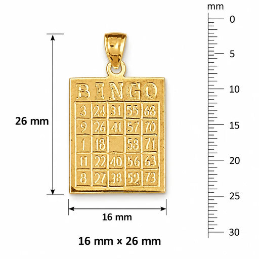 Bingo Charm Pendant 14k Gold (1.8 Grams) Yellow Gold 14k