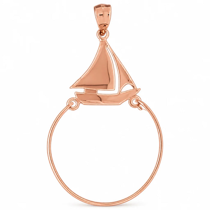Boat Charm Holder Charm Pendant 14k Gold Rose Gold 14k