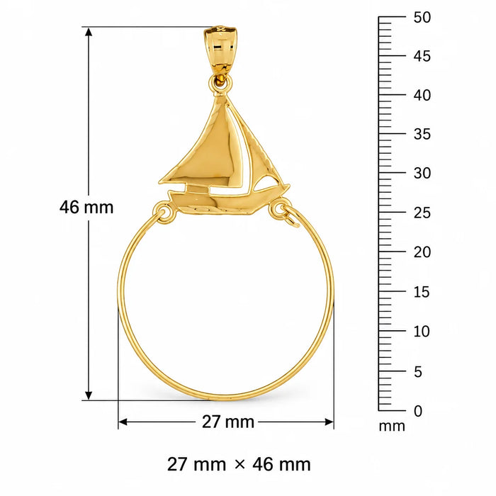 Boat Charm Holder Charm Pendant 14k Gold Yellow Gold 14k