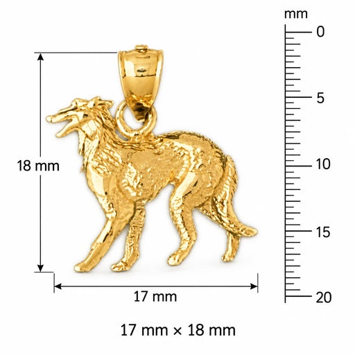 Borzoi Dog Charm Pendant 14k Gold Yellow Gold 14k