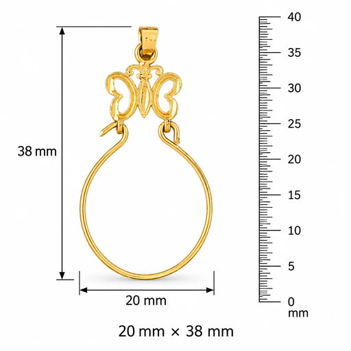 Butterfly Charm Holder Charm Pendant 14k Gold (1.1 Grams) Yellow Gold 14k