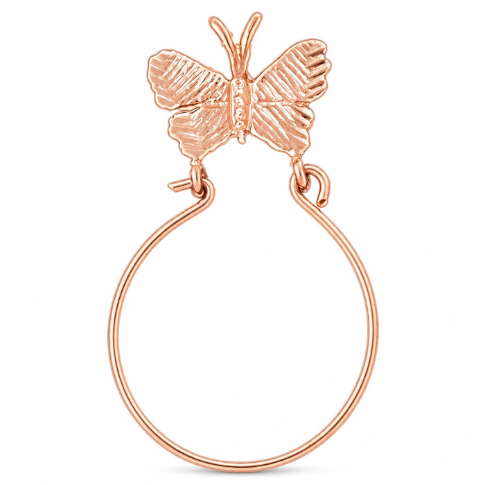 Butterfly Charm Holder Charm Pendant 14k Gold (1.6 Grams) Rose Gold 14k