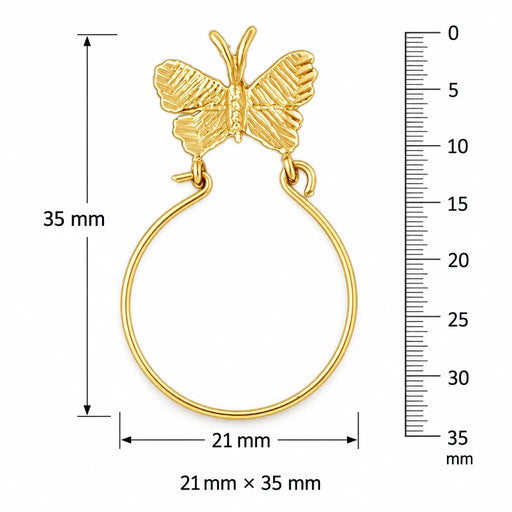 Butterfly Charm Holder Charm Pendant 14k Gold (1.6 Grams) Yellow Gold 14k