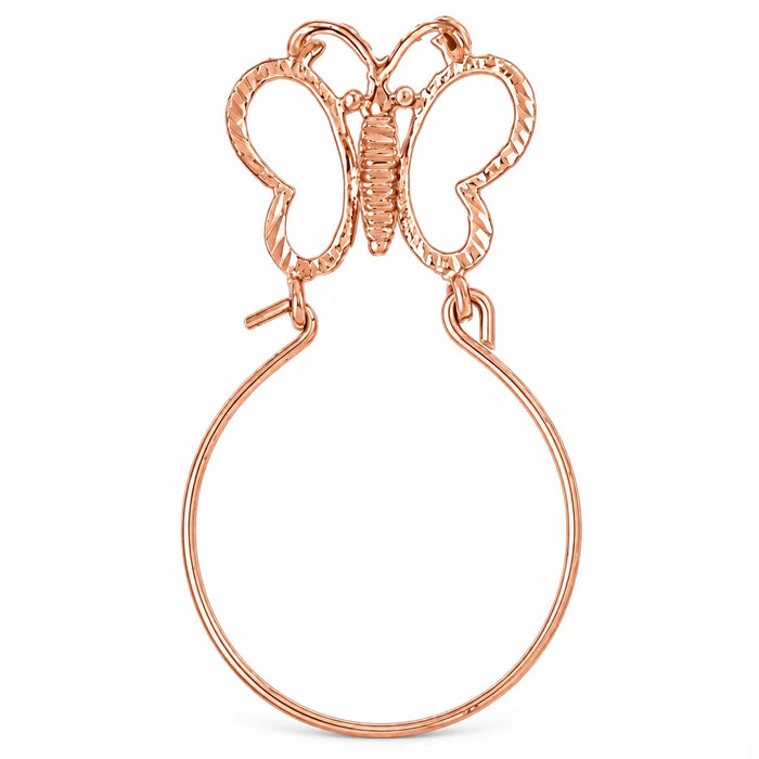 Butterfly Charm Holder Charm Pendant 14k Gold (1.7 Grams) Rose Gold 14k