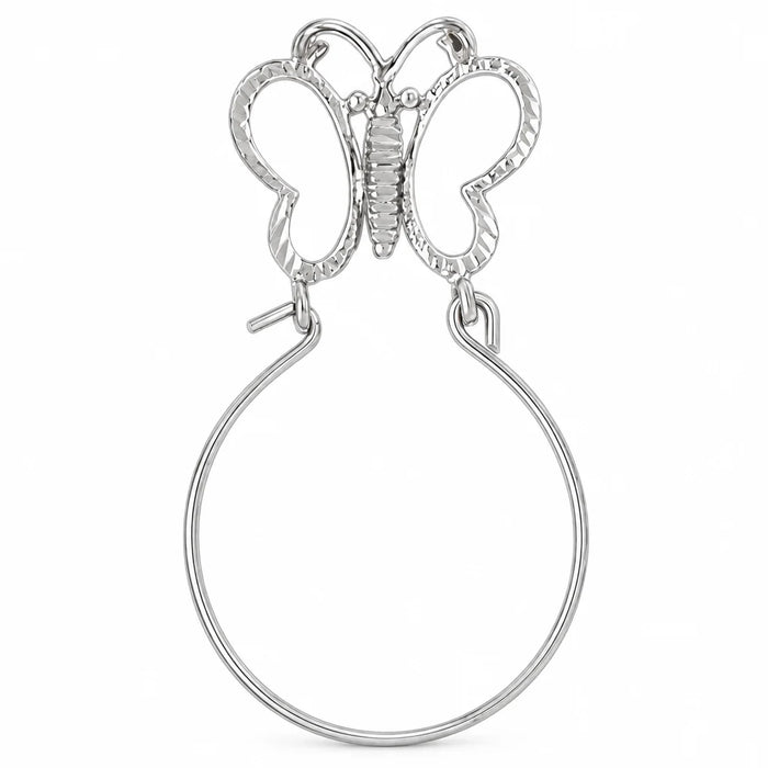 Butterfly Charm Holder Charm Pendant 14k Gold (1.7 Grams) White Gold 14k