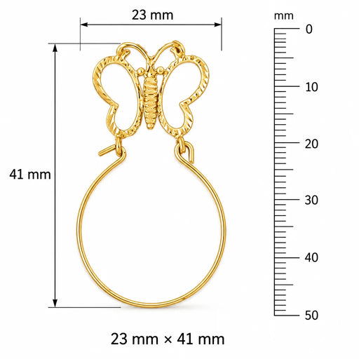 Butterfly Charm Holder Charm Pendant 14k Gold (1.7 Grams) Yellow Gold 14k