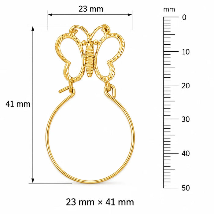 Butterfly Charm Holder Charm Pendant 14k Gold (1.7 Grams) Yellow Gold 14k