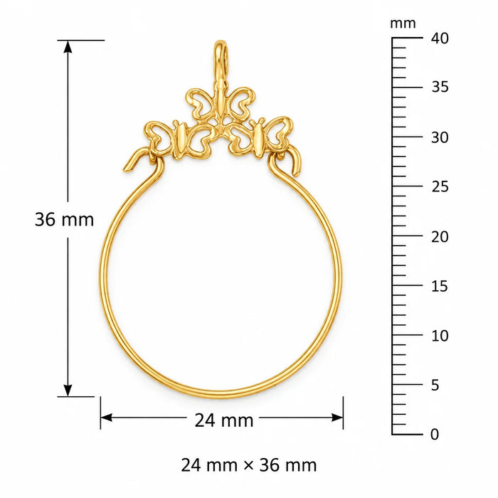 Butterfly Charm Holder Charm Pendant 14k Gold (1 Gram) Yellow Gold 14k