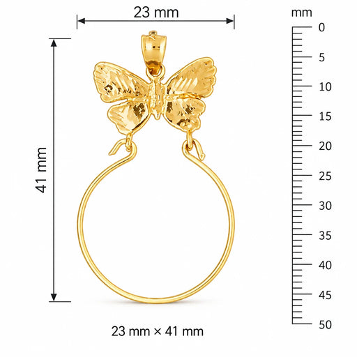 Butterfly Charm Holder Charm Pendant 14k Gold (2.1 Grams) Yellow Gold 14k