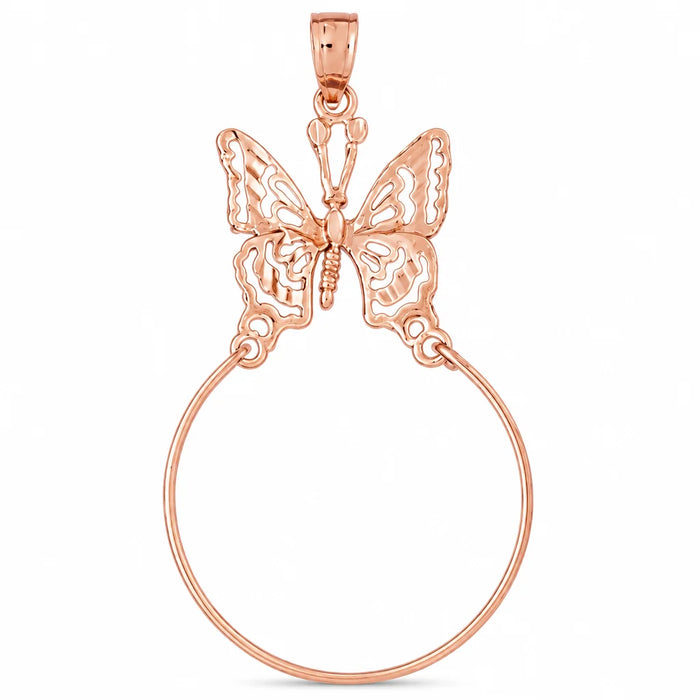 Butterfly Charm Holder Charm Pendant 14k Gold (2.3 Grams) Rose Gold 14k