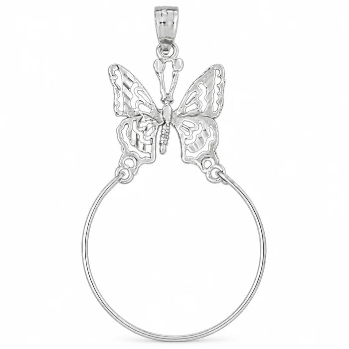 Butterfly Charm Holder Charm Pendant 14k Gold (2.3 Grams) White Gold 14k