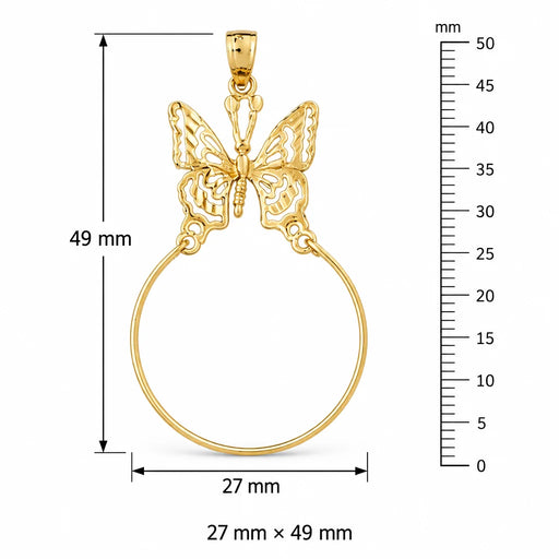 Butterfly Charm Holder Charm Pendant 14k Gold (2.3 Grams) Yellow Gold 14k