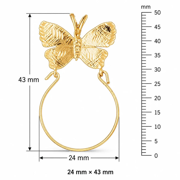 Butterfly Charm Holder Charm Pendant 14k Gold (3.2 Grams) Yellow Gold 14k