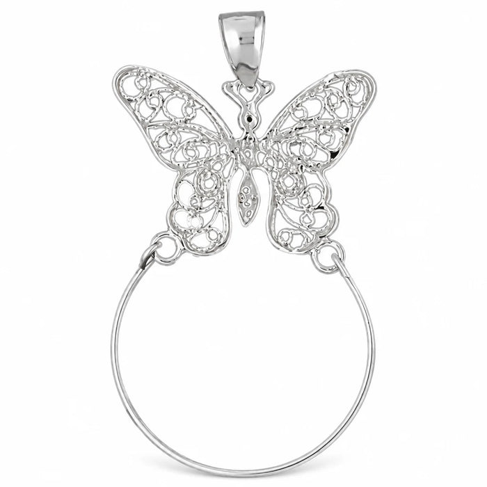 Butterfly Charm Holder Charm Pendant 14k Gold (3.9 Grams) White Gold 14k