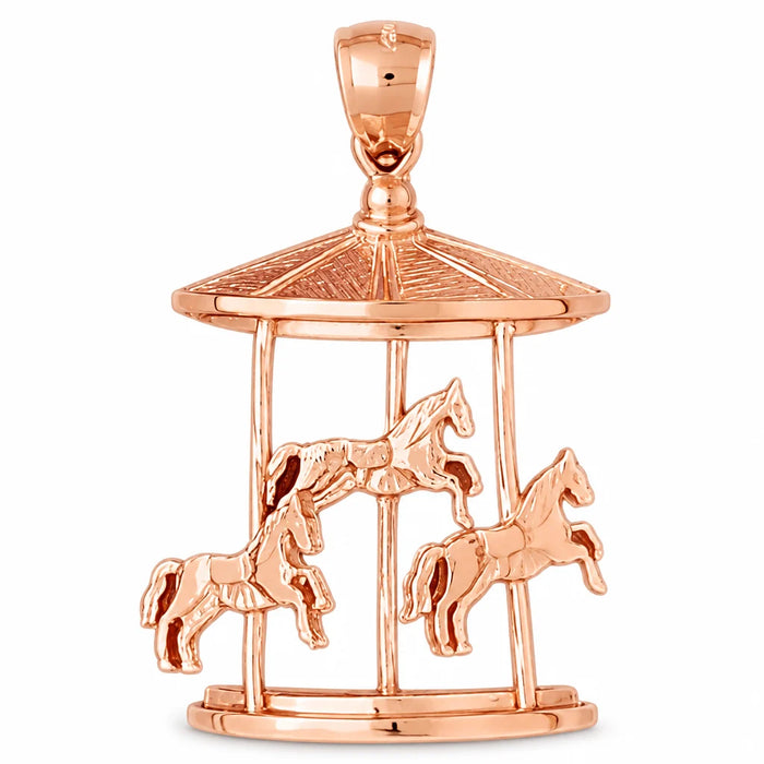Carousel Horses Charm Pendant 14k Gold (7.3 Grams) Rose Gold 14k