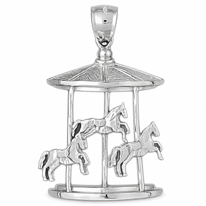 Carousel Horses Charm Pendant 14k Gold (7.3 Grams) White Gold 14k