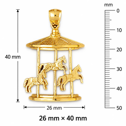 Carousel Horses Charm Pendant 14k Gold (7.3 Grams) Yellow Gold 14k
