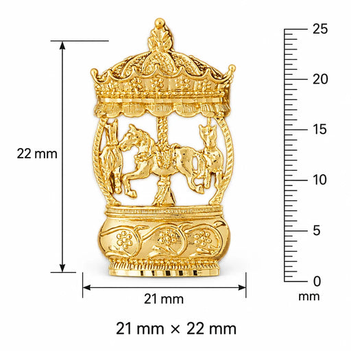 Carousel Horses Charm Pendant 14k Gold Yellow Gold 14k