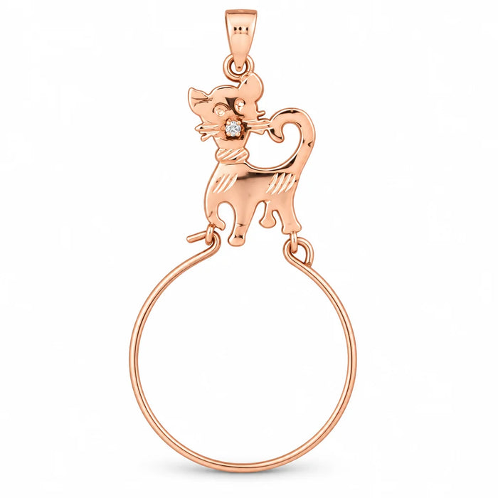 Cat Charm Holder Charm Pendant 14k Gold Rose Gold 14k
