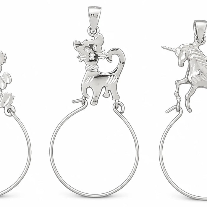 Cat Charm Holder Charm Pendant 14k Gold White Gold 14k