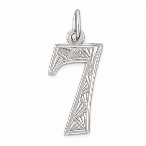 Charm Pendant 14k Gold Number 7 White Gold 14k