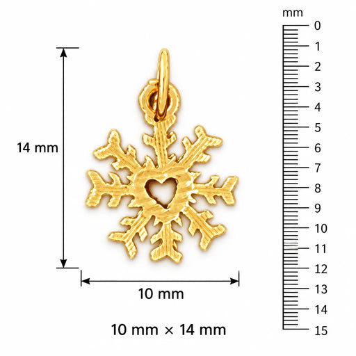 Christmas Snowflake Charm Pendant 14k Gold (0.4 Grams) Yellow Gold 14k
