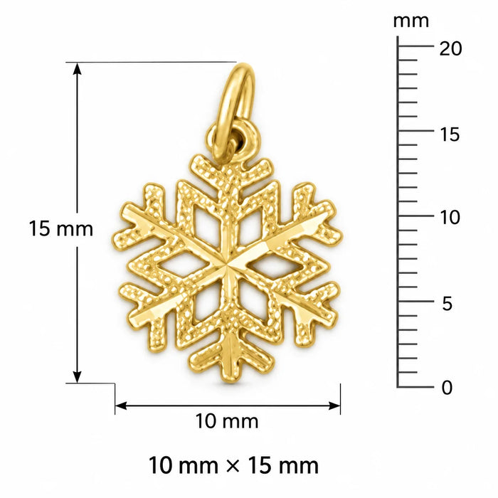 Christmas Snowflake Charm Pendant 14k White Gold Yellow Gold 14k