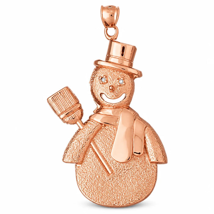 Christmas Snowman Charm Pendant 14k Gold (8.2 Grams) Rose Gold 14k