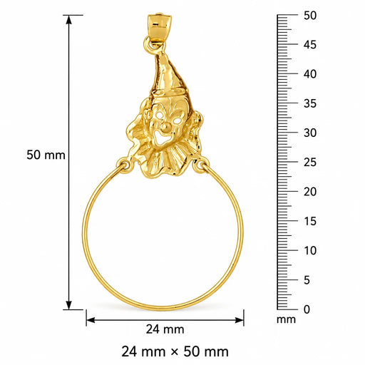 Clown Charm Holder Charm Pendant 14k Gold Yellow Gold 14k