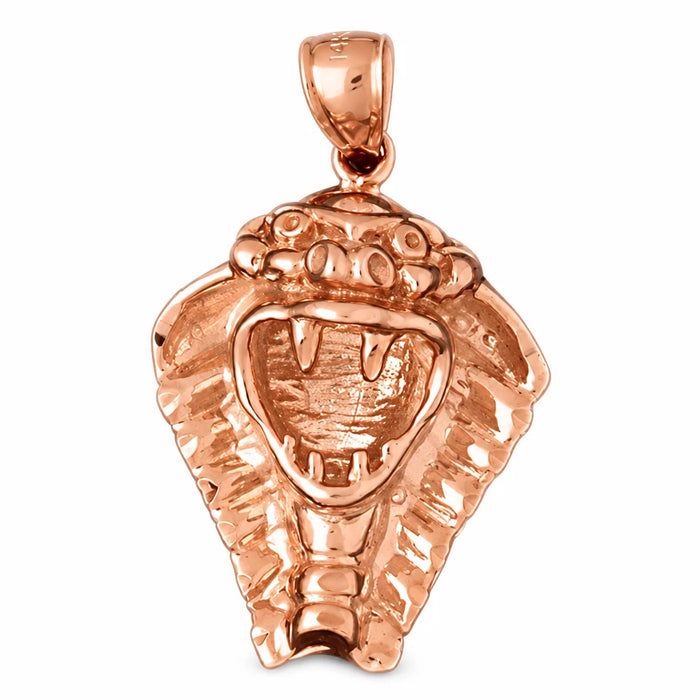 Cobra Snake Head Charm Pendant 14k Gold (8.5 Grams) Rose Gold 14k